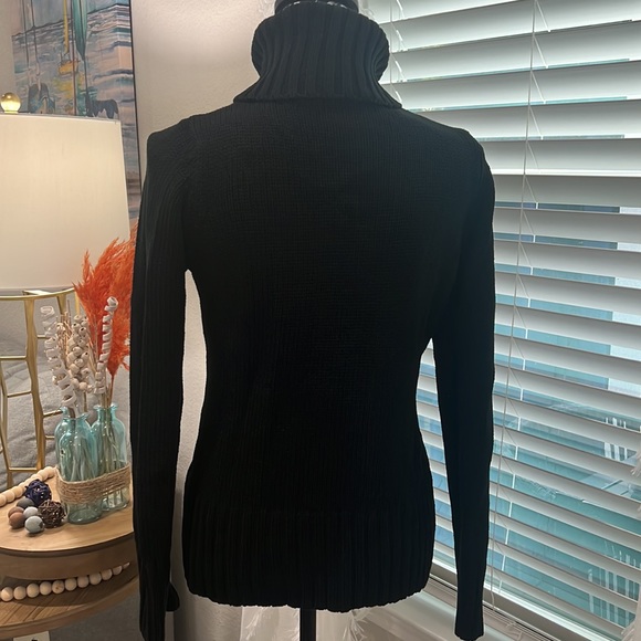 Black turtleneck cardigan sweater 6/8 - Picture 5 of 11